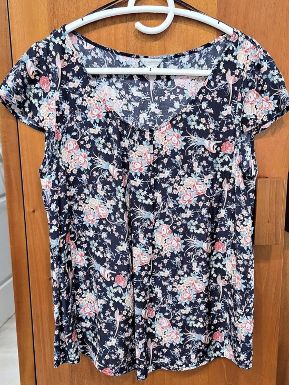 Monsoon Floral Blouse in Black & Pink - Size 10